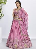Silk Chiffon Pink Wedding Wear Sequinned Lehenga Choli